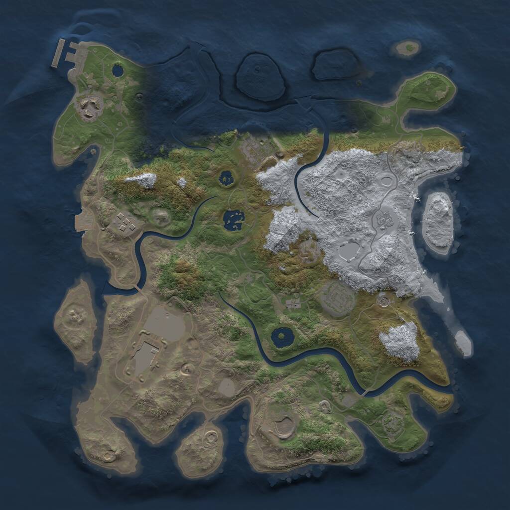 Rust Map: Procedural Map, Size: 3500, Seed: 357353066, 12 Monuments