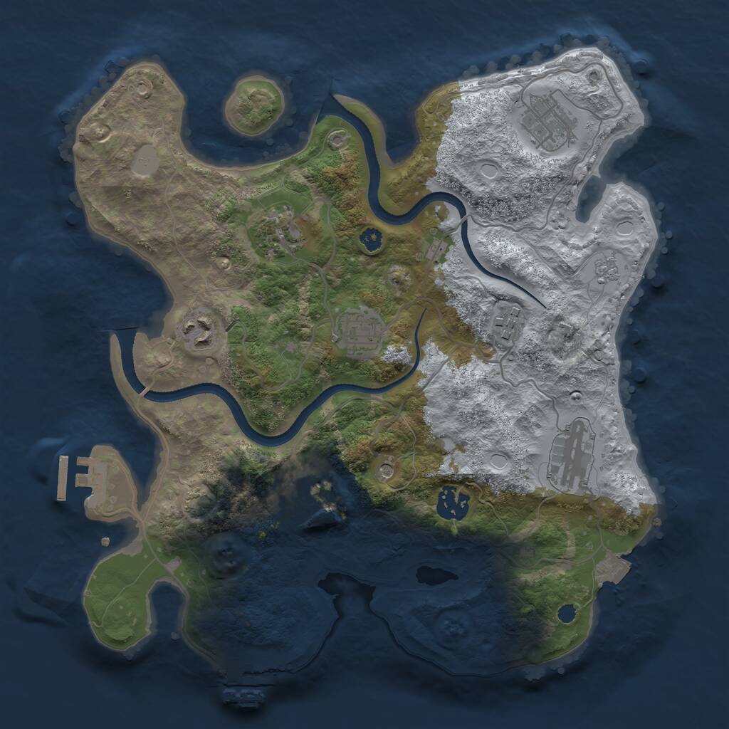 Rust Map: Procedural Map, Size: 3250, Seed: 2107147677, 14 Monuments