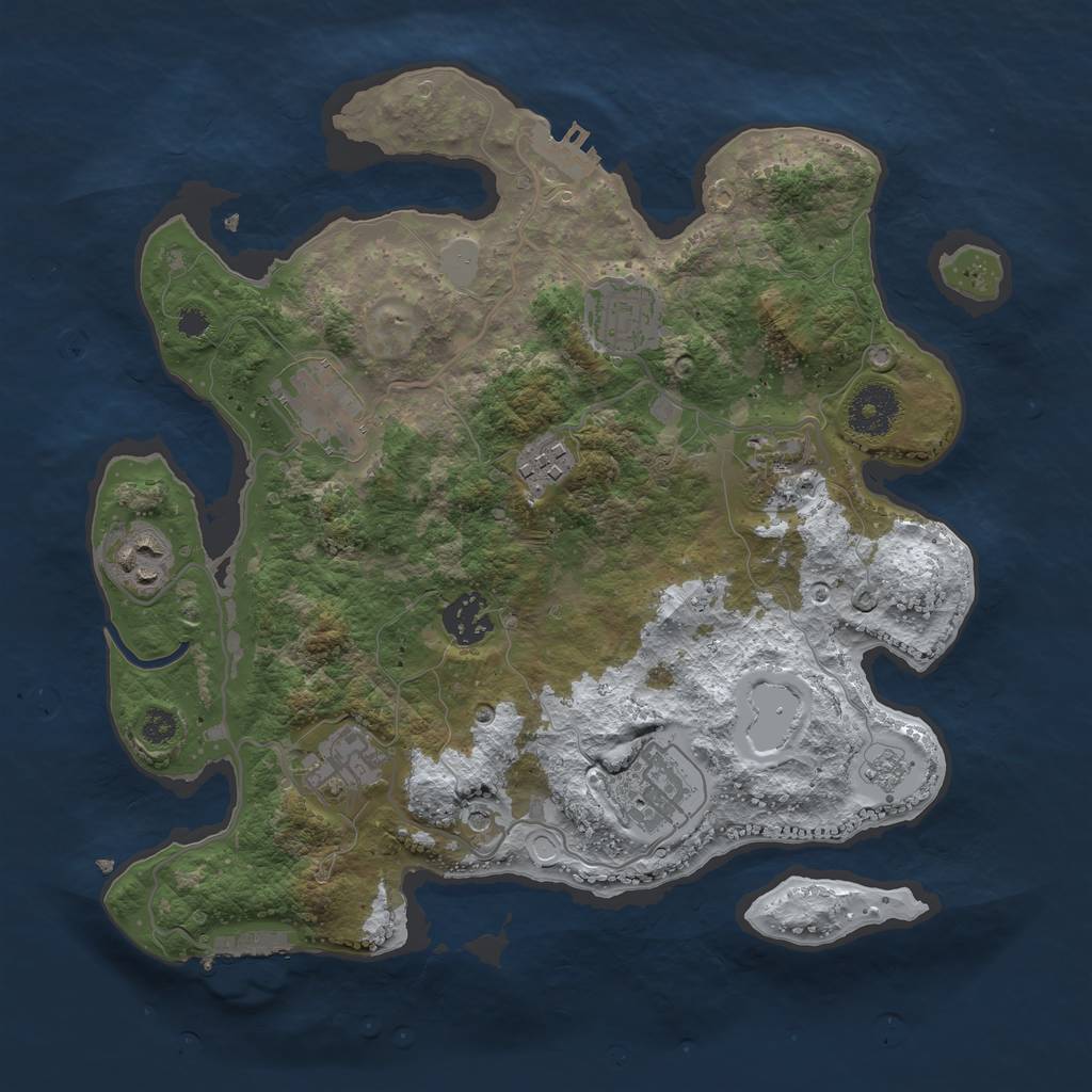 Rust Map: Procedural Map, Size: 3250, Seed: 1964775058, 17 Monuments