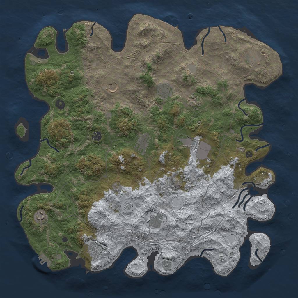 Rust Map: Procedural Map, Size: 4500, Seed: 277440024, 20 Monuments