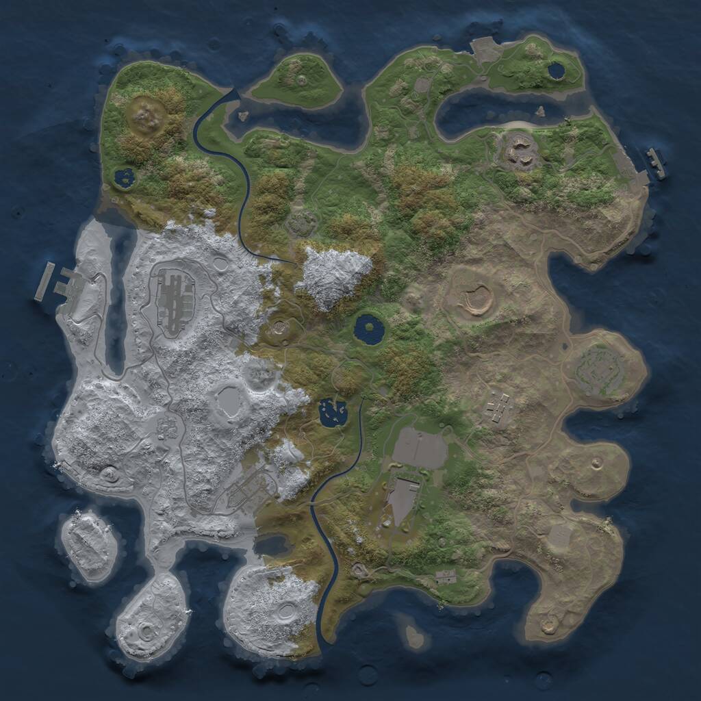 Rust Map: Procedural Map, Size: 3500, Seed: 12354658, 14 Monuments