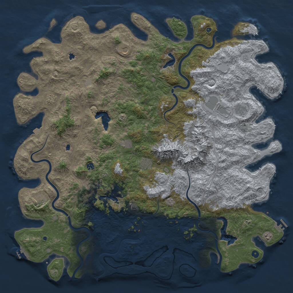 Rust Map: Procedural Map, Size: 6000, Seed: 3907555, 17 Monuments