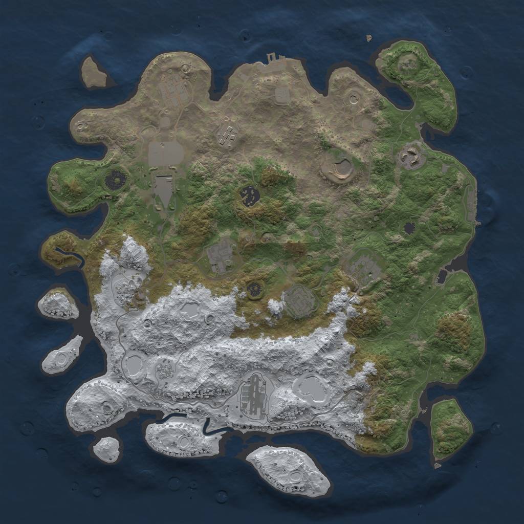 Rust Map: Procedural Map, Size: 3900, Seed: 3000, 20 Monuments