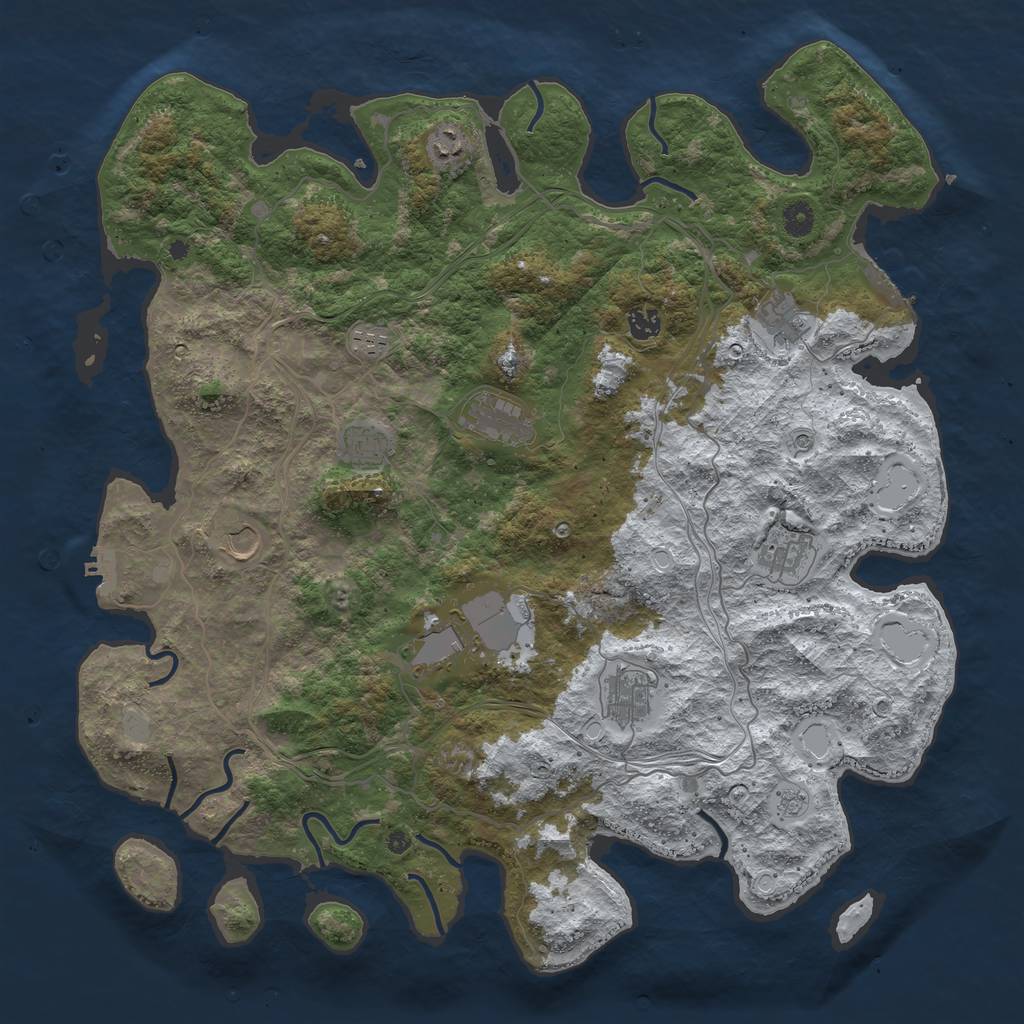 Rust Map: Procedural Map, Size: 4550, Seed: 1777666666, 19 Monuments