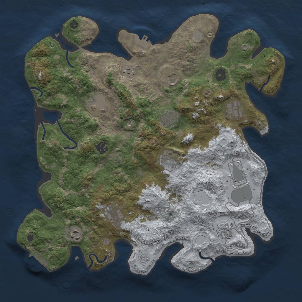 Rust Map: Procedural Map, Size: 3850, Seed: 2088241089, 20 Monuments