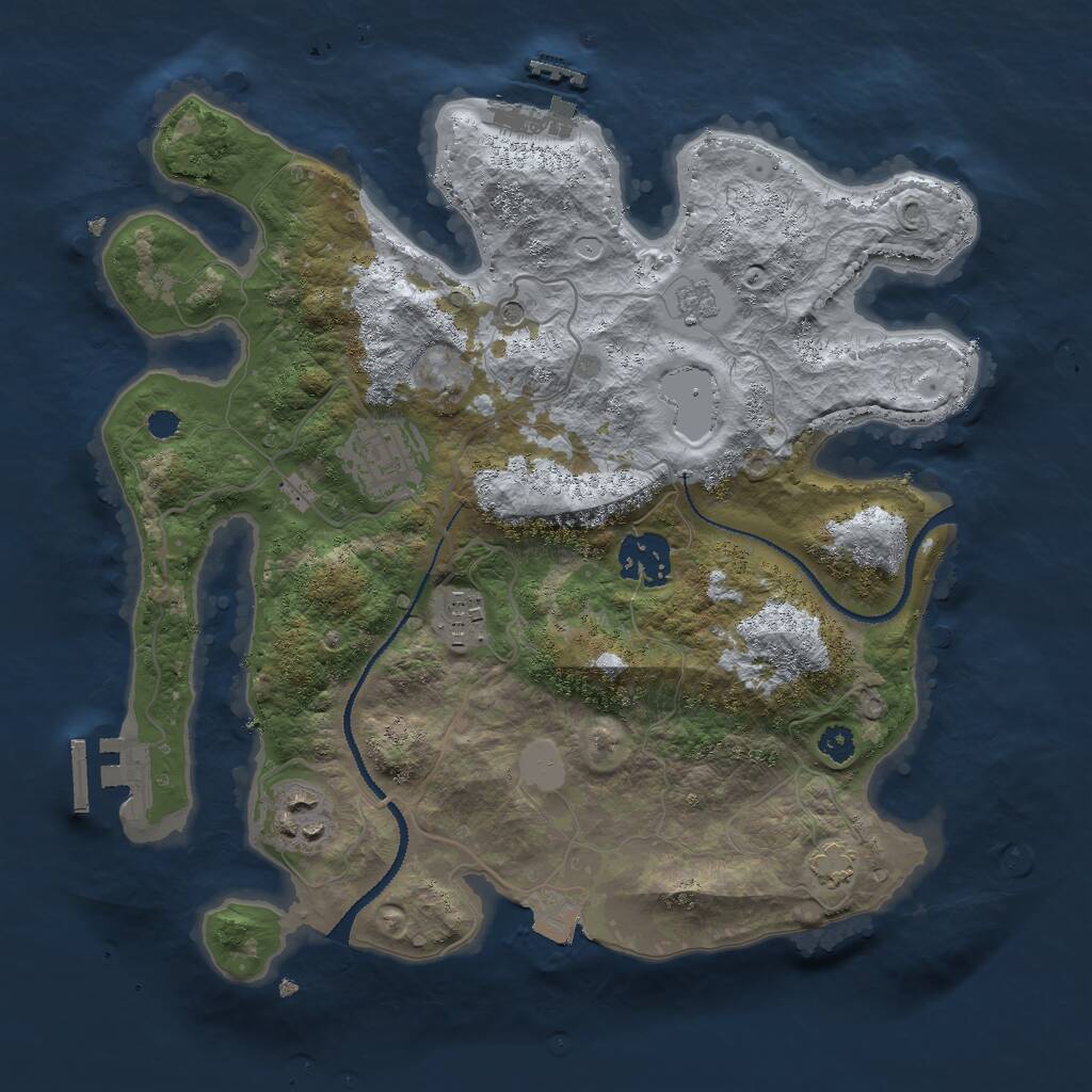 Rust Map: Procedural Map, Size: 3000, Seed: 432424, 10 Monuments
