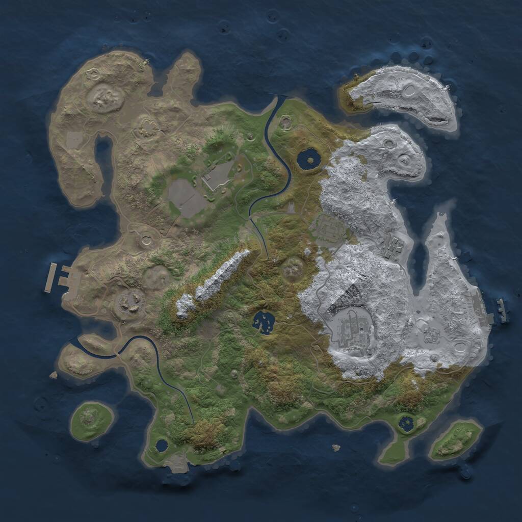 Rust Map: Procedural Map, Size: 3500, Seed: 1051388715, 12 Monuments