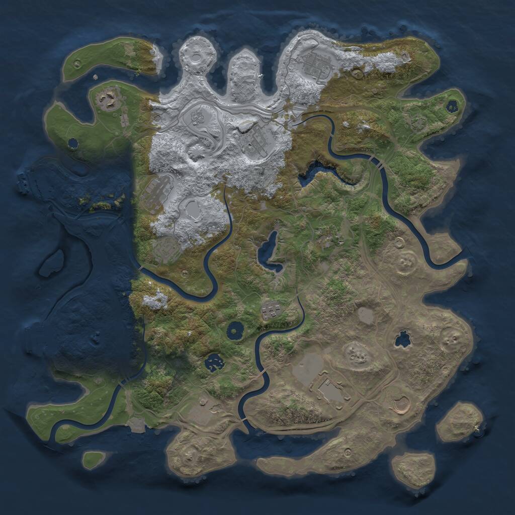 Rust Map: Procedural Map, Size: 4250, Seed: 390392986, 17 Monuments