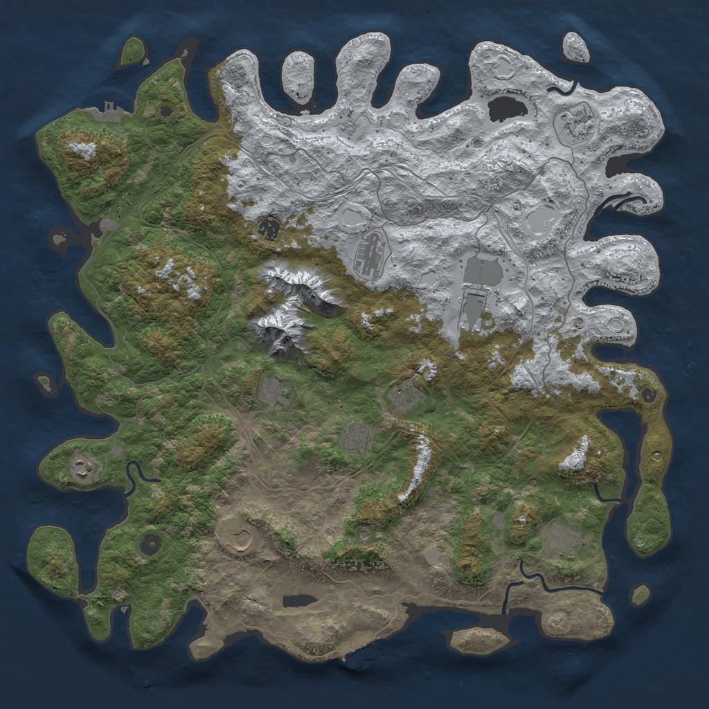 Rust Map: Procedural Map, Size: 5000, Seed: 155255, 20 Monuments