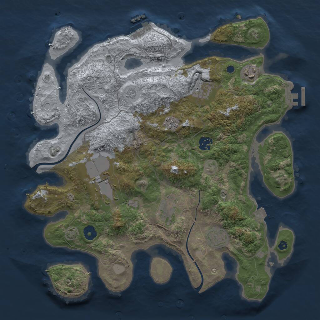 Rust Map: Procedural Map, Size: 3500, Seed: 3949, 13 Monuments