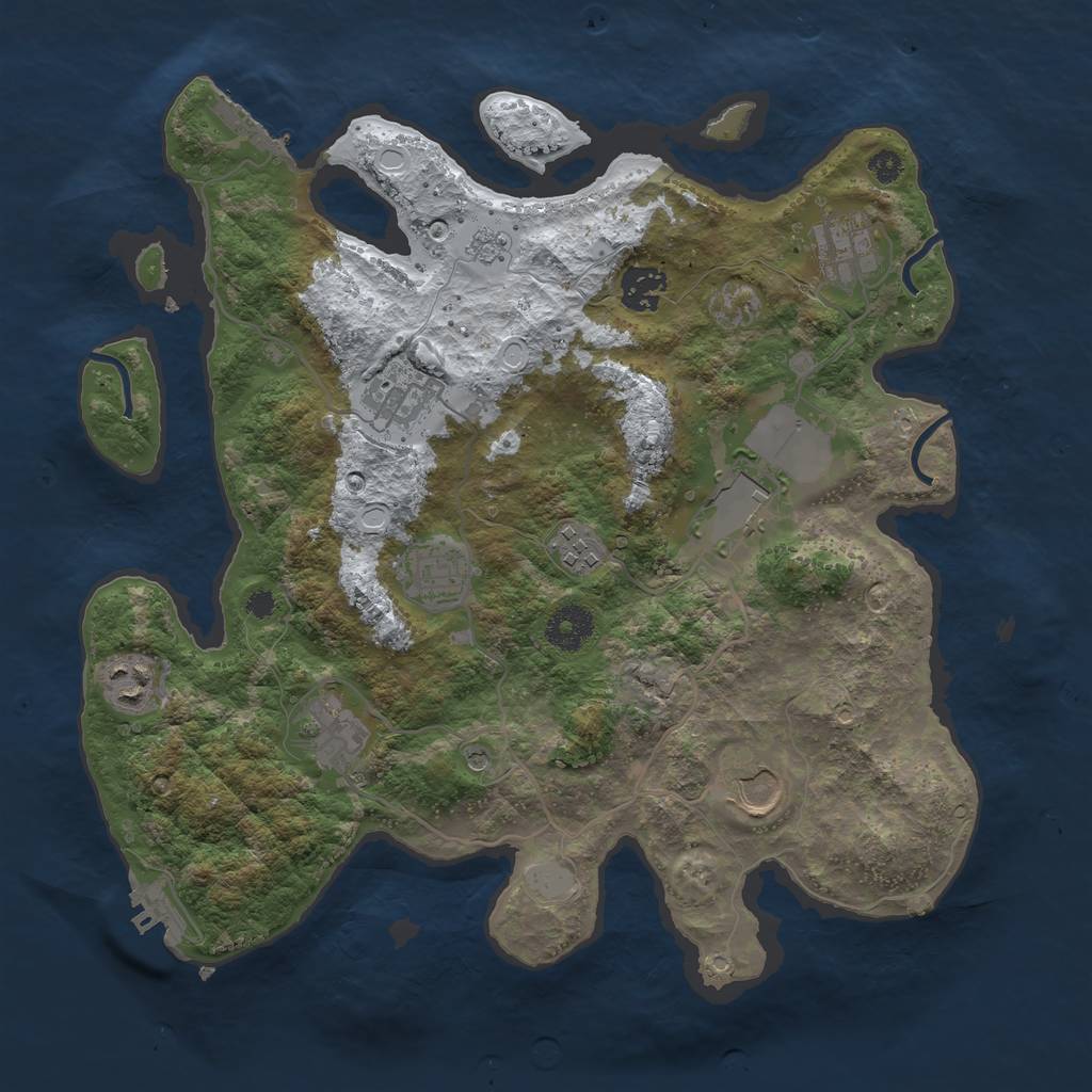 Rust Map: Procedural Map, Size: 3500, Seed: 4500404, 18 Monuments