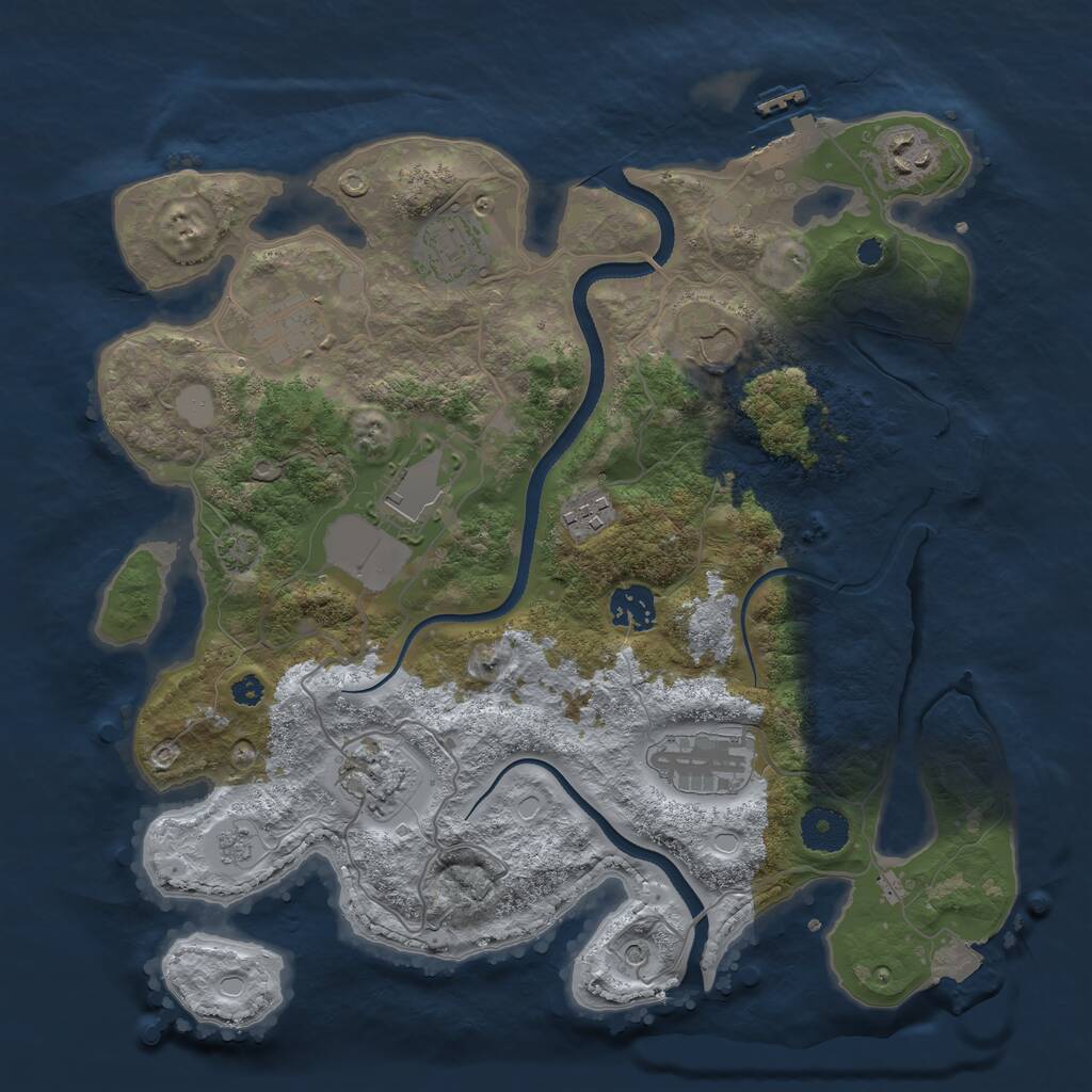 Rust Map: Procedural Map, Size: 3500, Seed: 1410861319, 15 Monuments