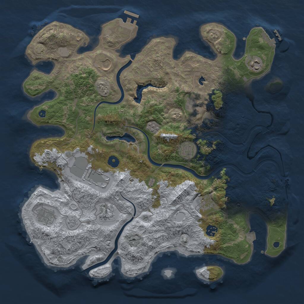 Rust Map: Procedural Map, Size: 4000, Seed: 332162049, 16 Monuments