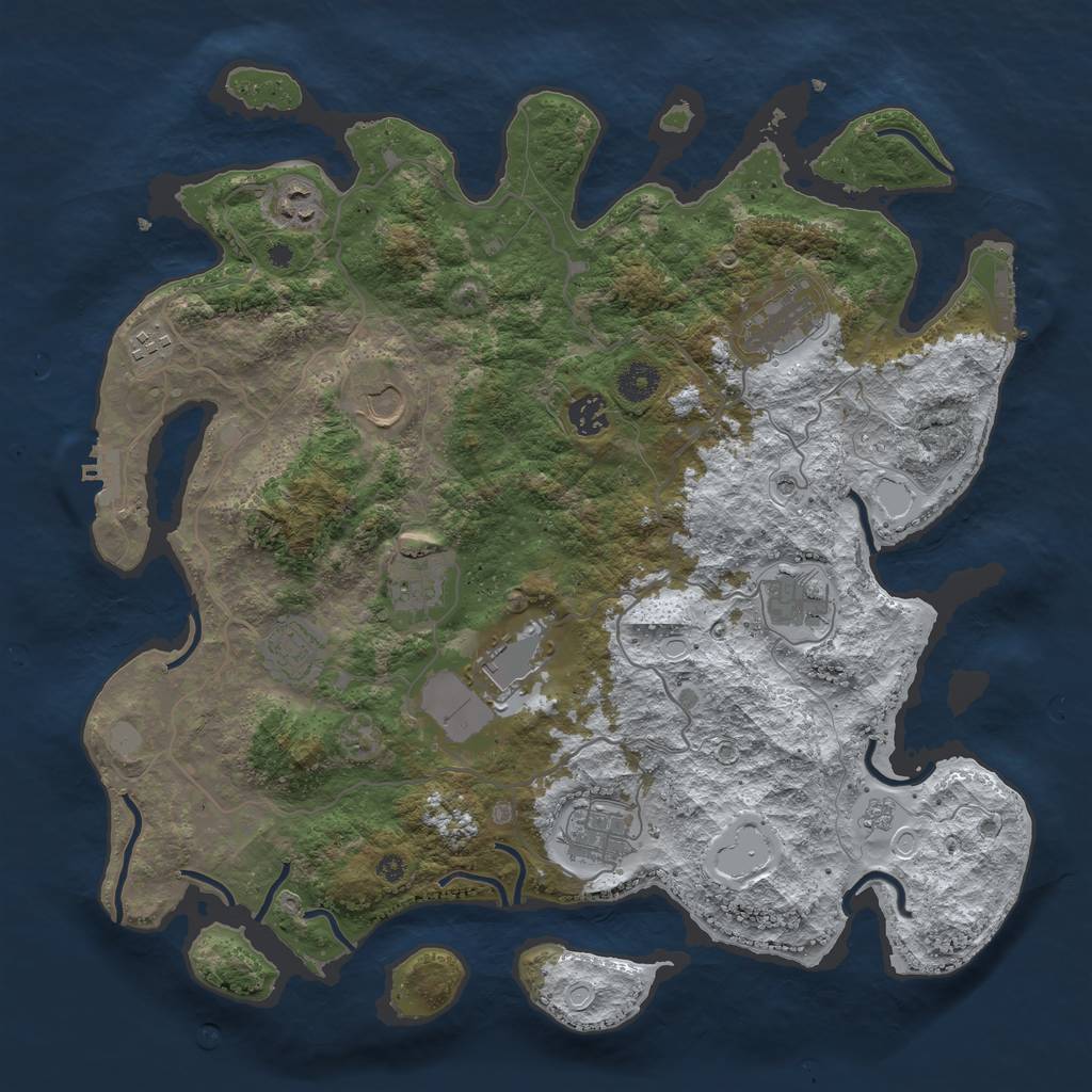 Rust Map: Procedural Map, Size: 4000, Seed: 894169, 19 Monuments