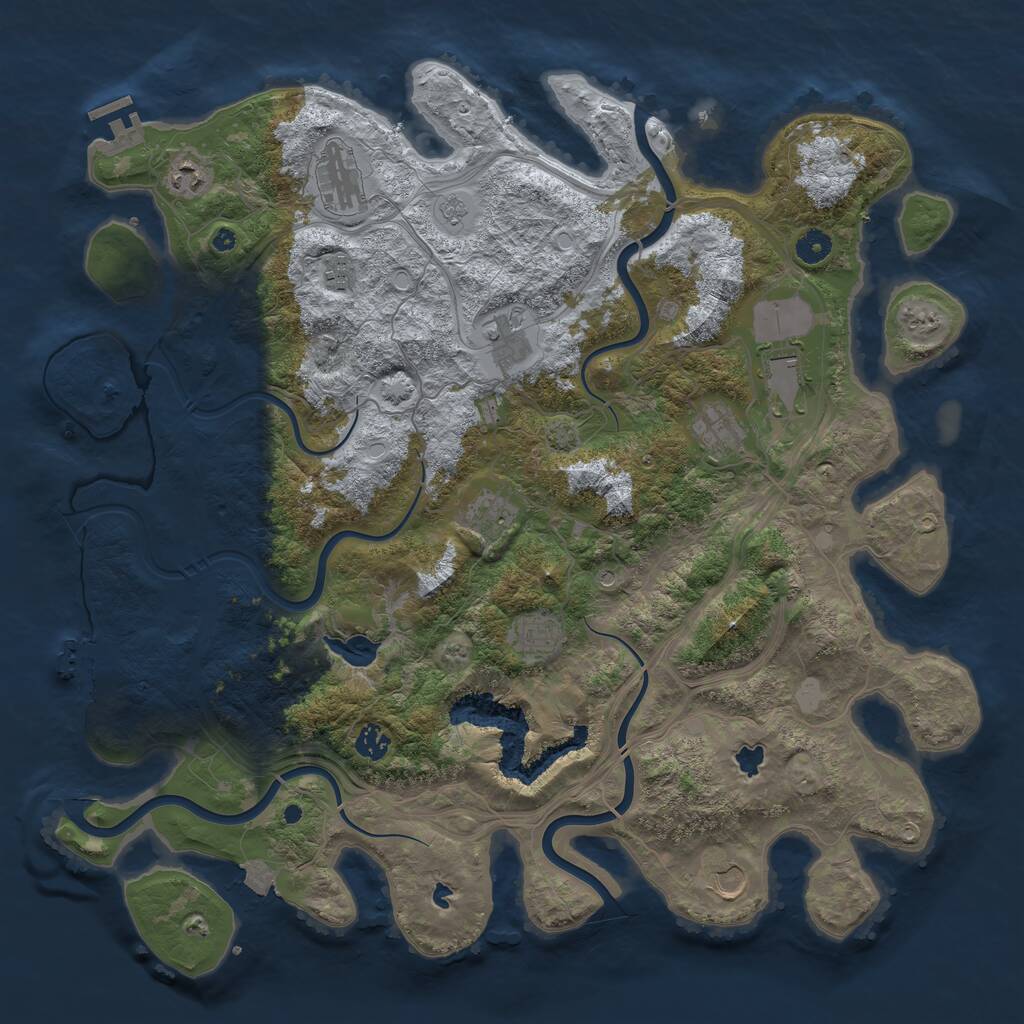 Rust Map: Procedural Map, Size: 4500, Seed: 21321, 16 Monuments