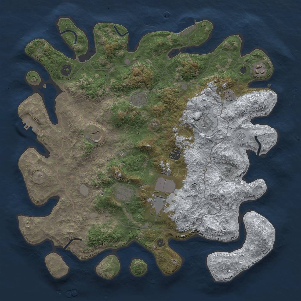 Rust Map: Procedural Map, Size: 4000, Seed: 78278, 17 Monuments