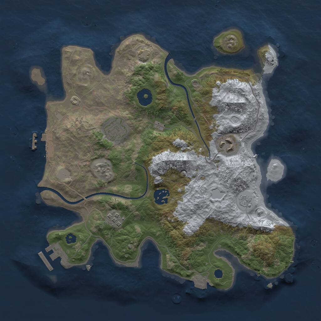Rust Map: Procedural Map, Size: 3000, Seed: 54745, 9 Monuments
