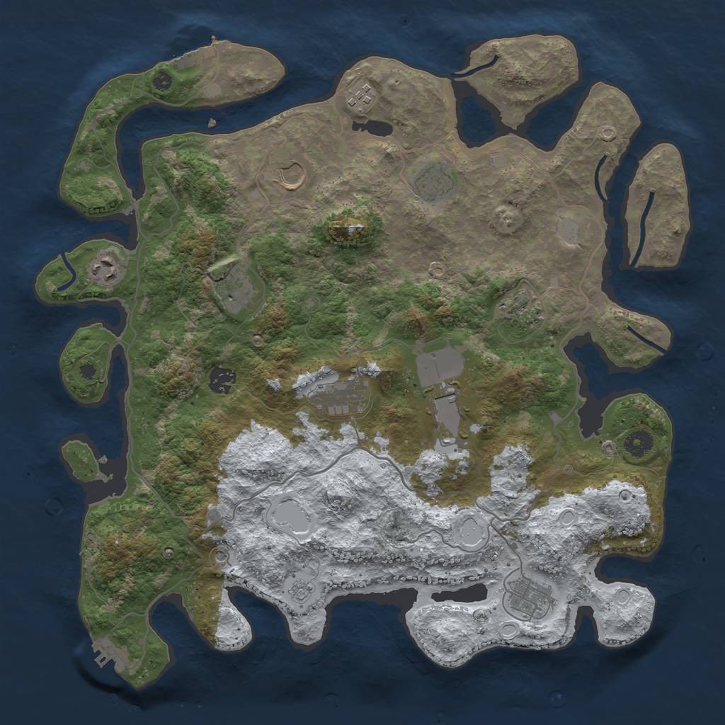 Rust Map: Procedural Map, Size: 4000, Seed: 355335, 19 Monuments