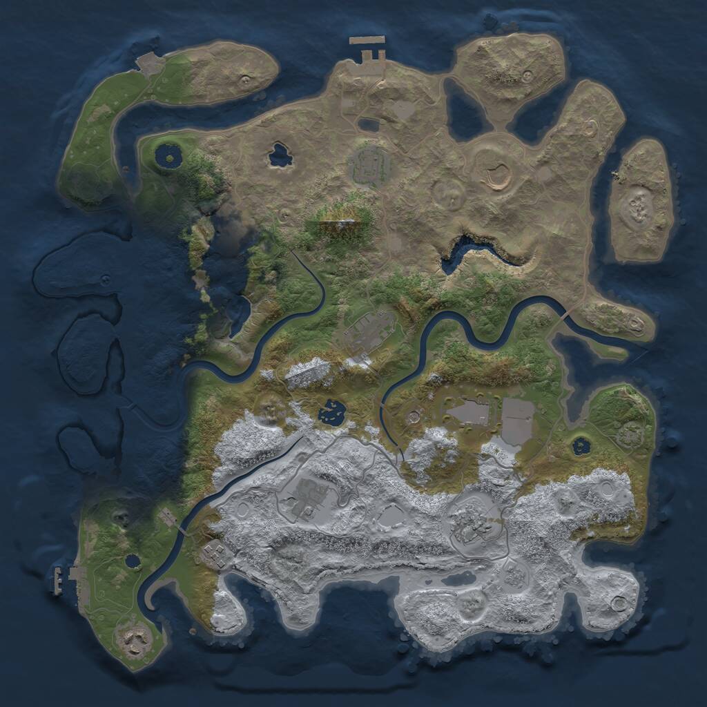 Rust Map: Procedural Map, Size: 4000, Seed: 355335, 16 Monuments