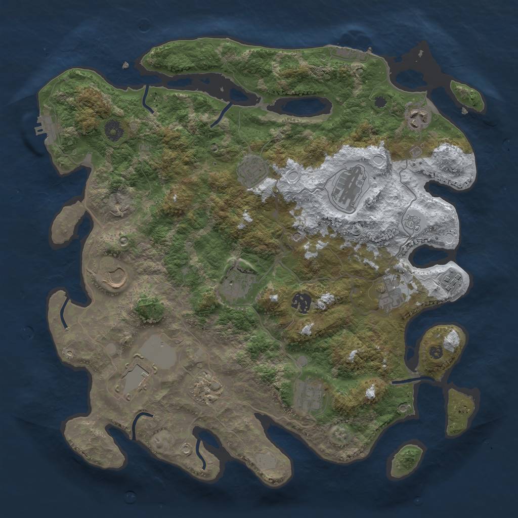 Rust Map: Procedural Map, Size: 3850, Seed: 1140988912, 20 Monuments