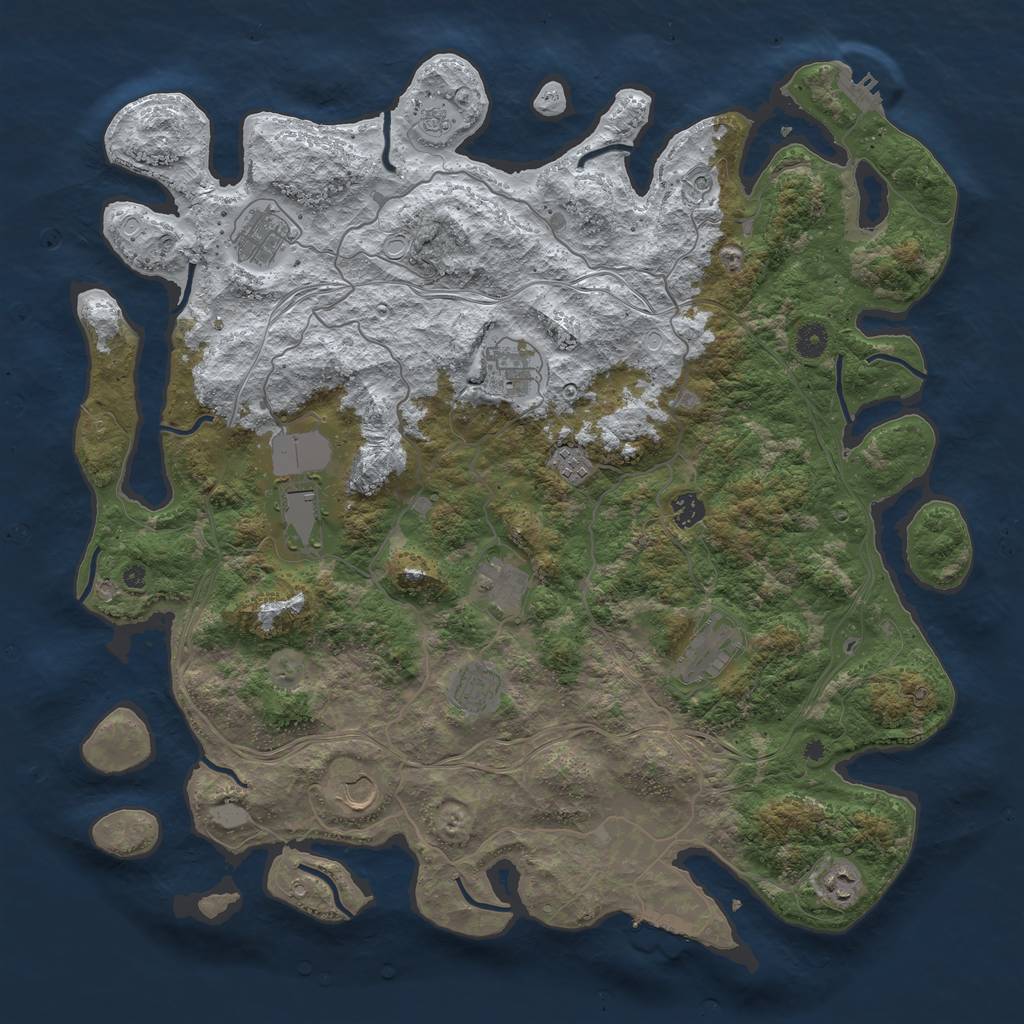 Rust Map: Procedural Map, Size: 4500, Seed: 5575, 19 Monuments
