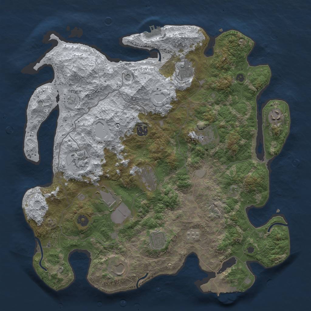 Rust Map: Procedural Map, Size: 4000, Seed: 548141, 19 Monuments