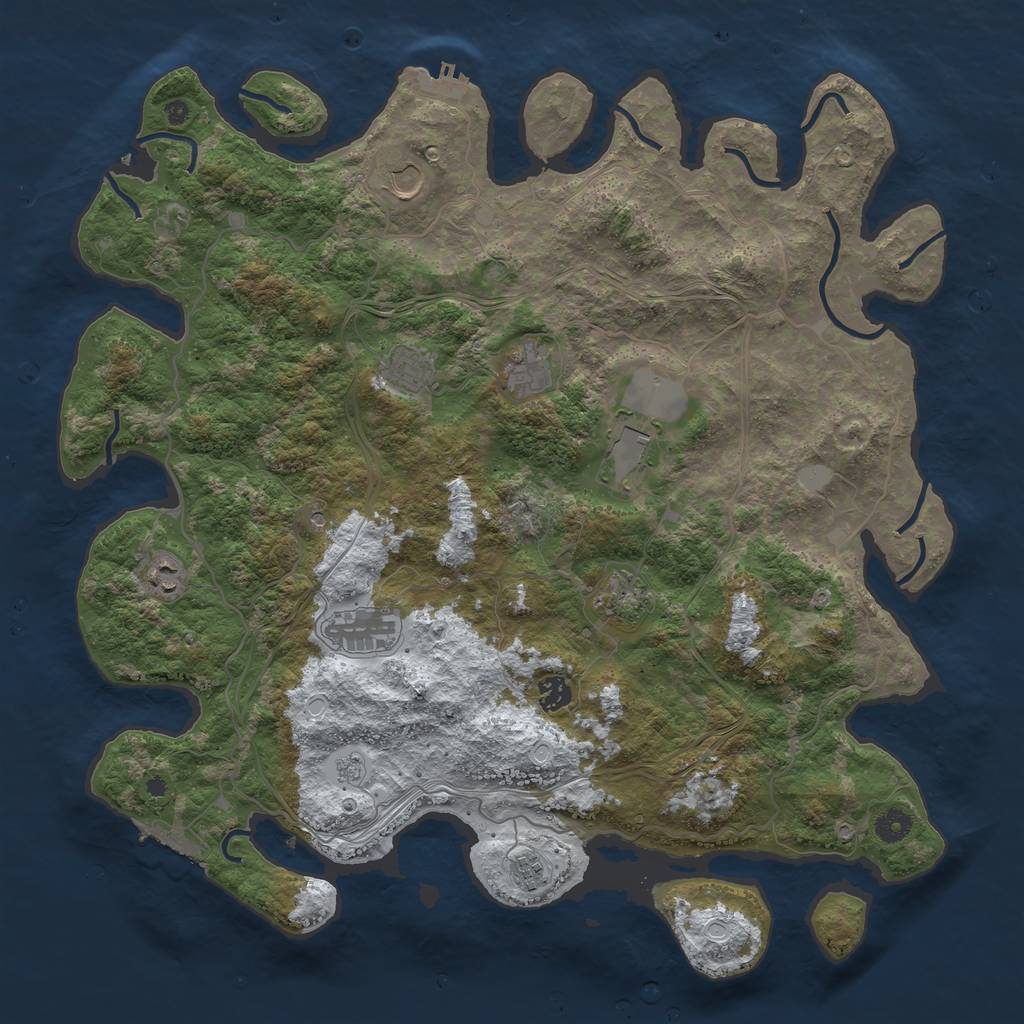 Rust Map: Procedural Map, Size: 4400, Seed: 937951339, 18 Monuments