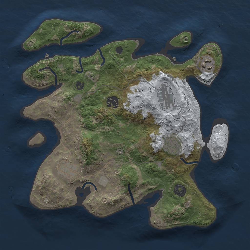 Rust Map: Procedural Map, Size: 3000, Seed: 46414, 10 Monuments