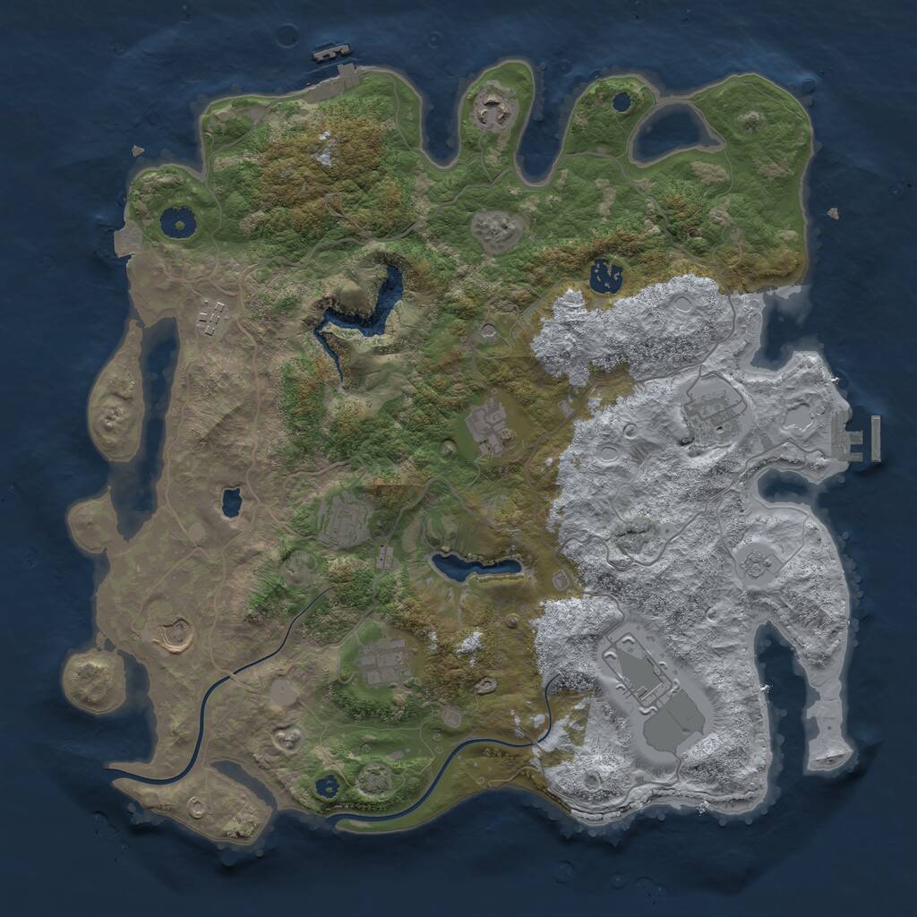 Rust Map: Procedural Map, Size: 4000, Seed: 601066405, 15 Monuments
