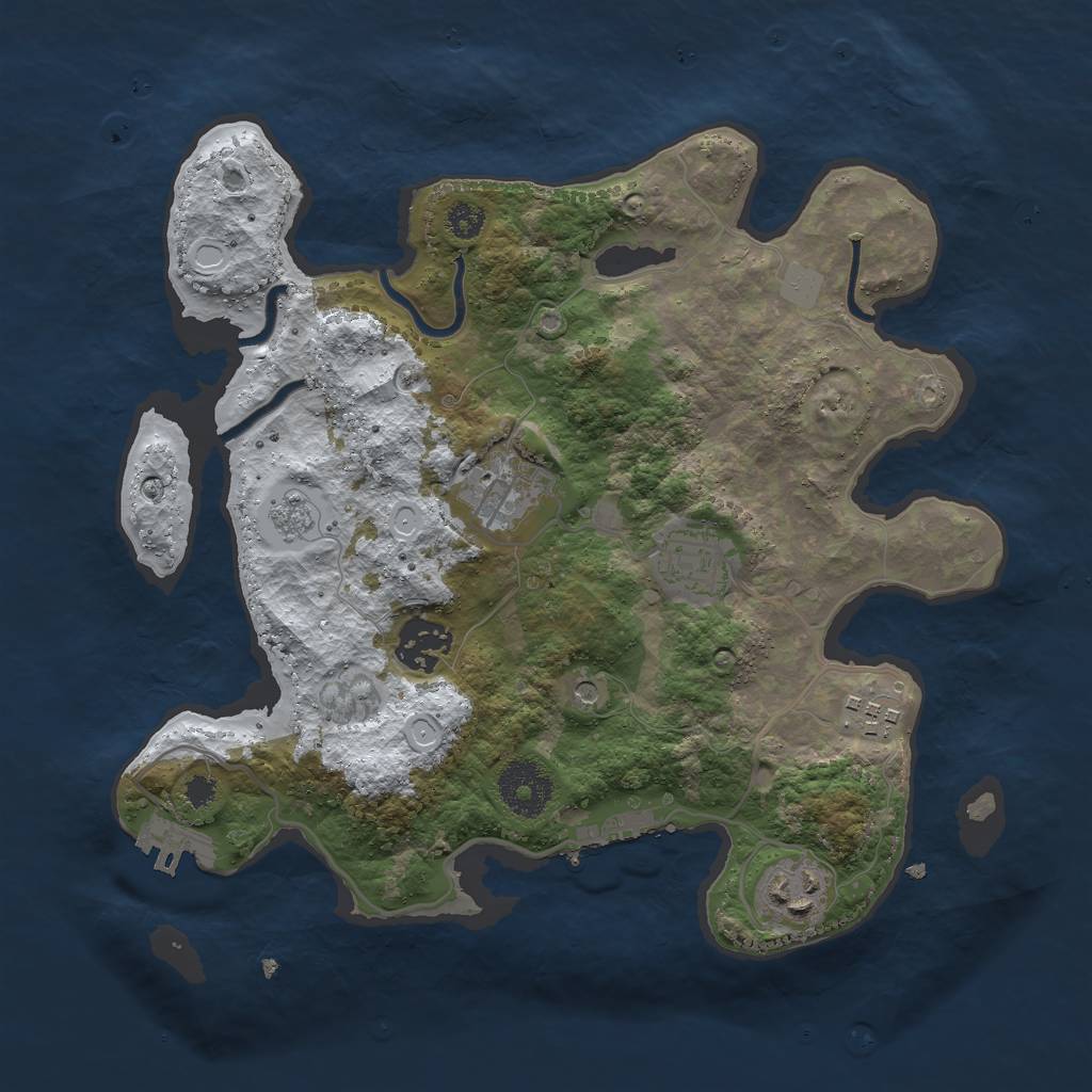 Rust Map: Procedural Map, Size: 3000, Seed: 1610250953, 14 Monuments