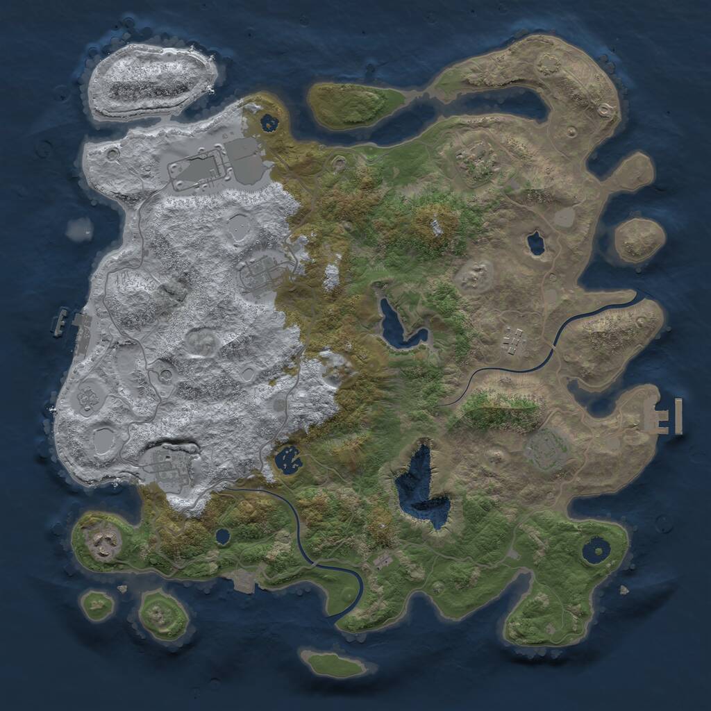 Rust Map: Procedural Map, Size: 4000, Seed: 358393, 14 Monuments