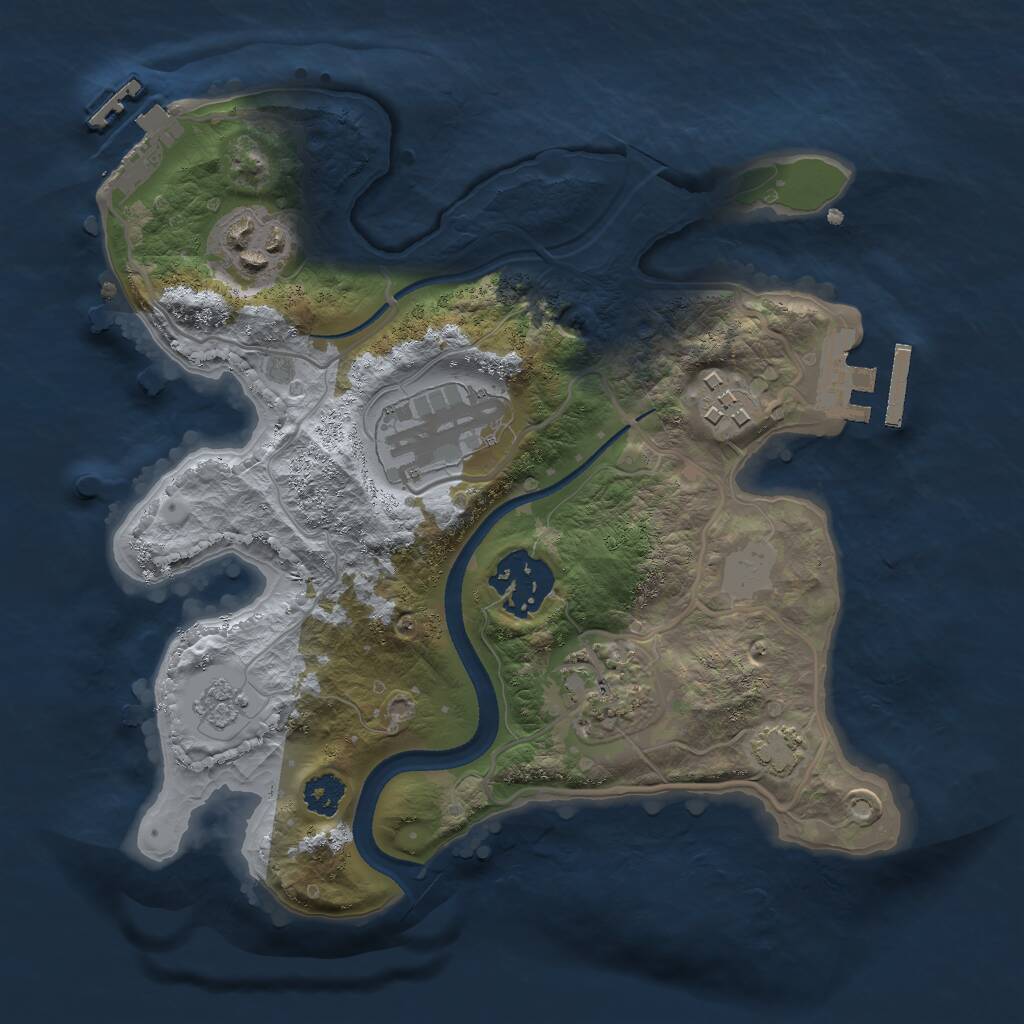 Rust Map: Procedural Map, Size: 2500, Seed: 3424, 10 Monuments