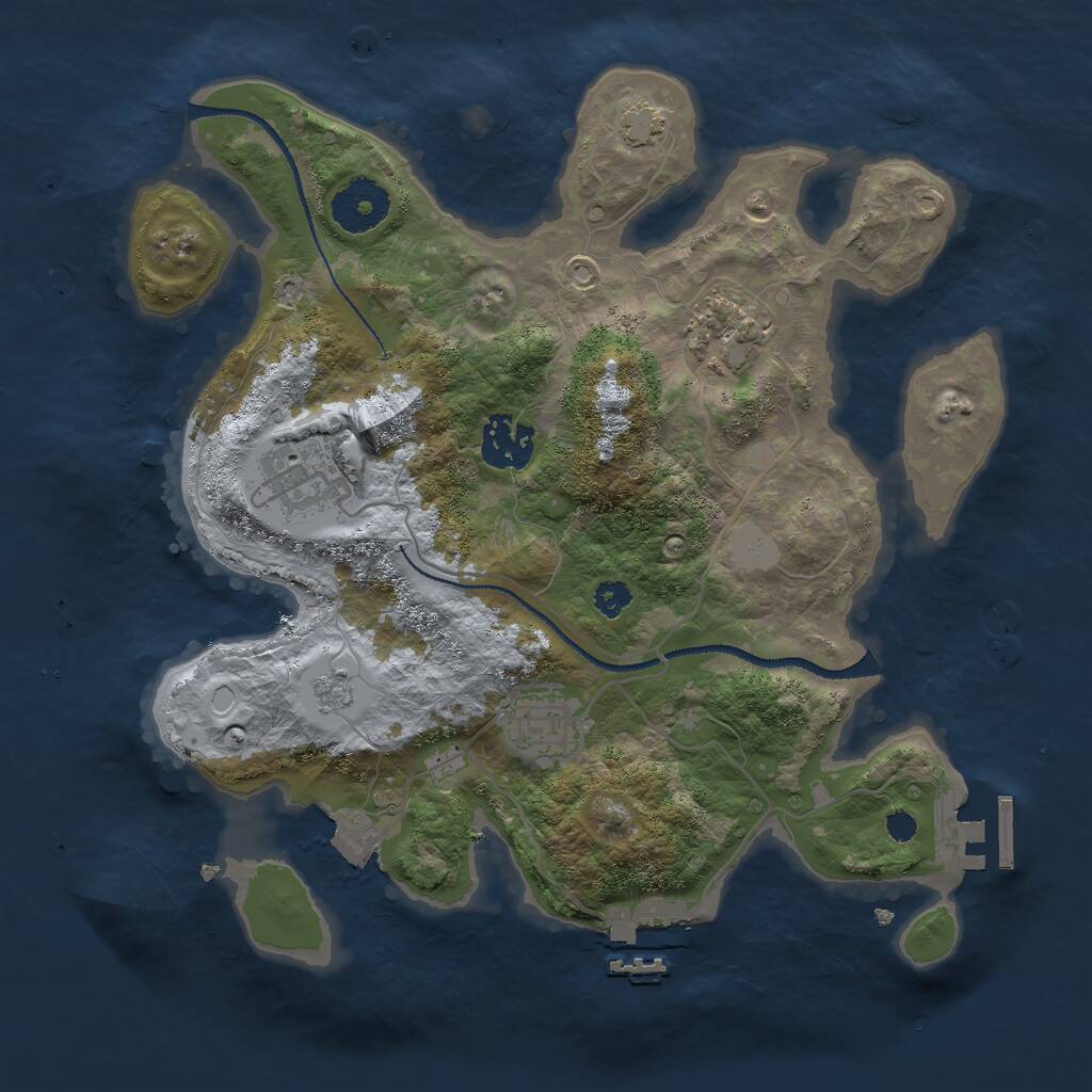 Rust Map: Procedural Map, Size: 3000, Seed: 1823370488, 9 Monuments