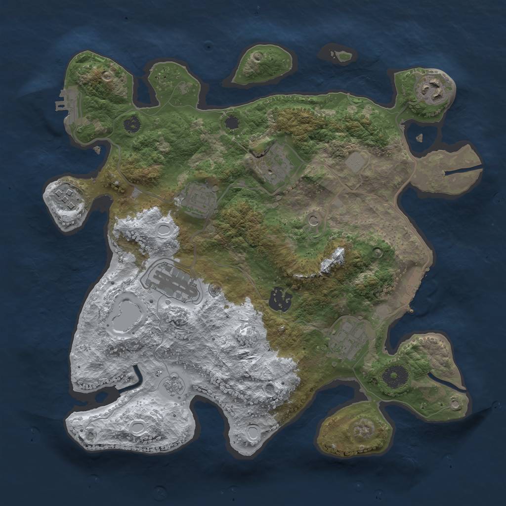 Rust Map: Procedural Map, Size: 3200, Seed: 6666, 16 Monuments