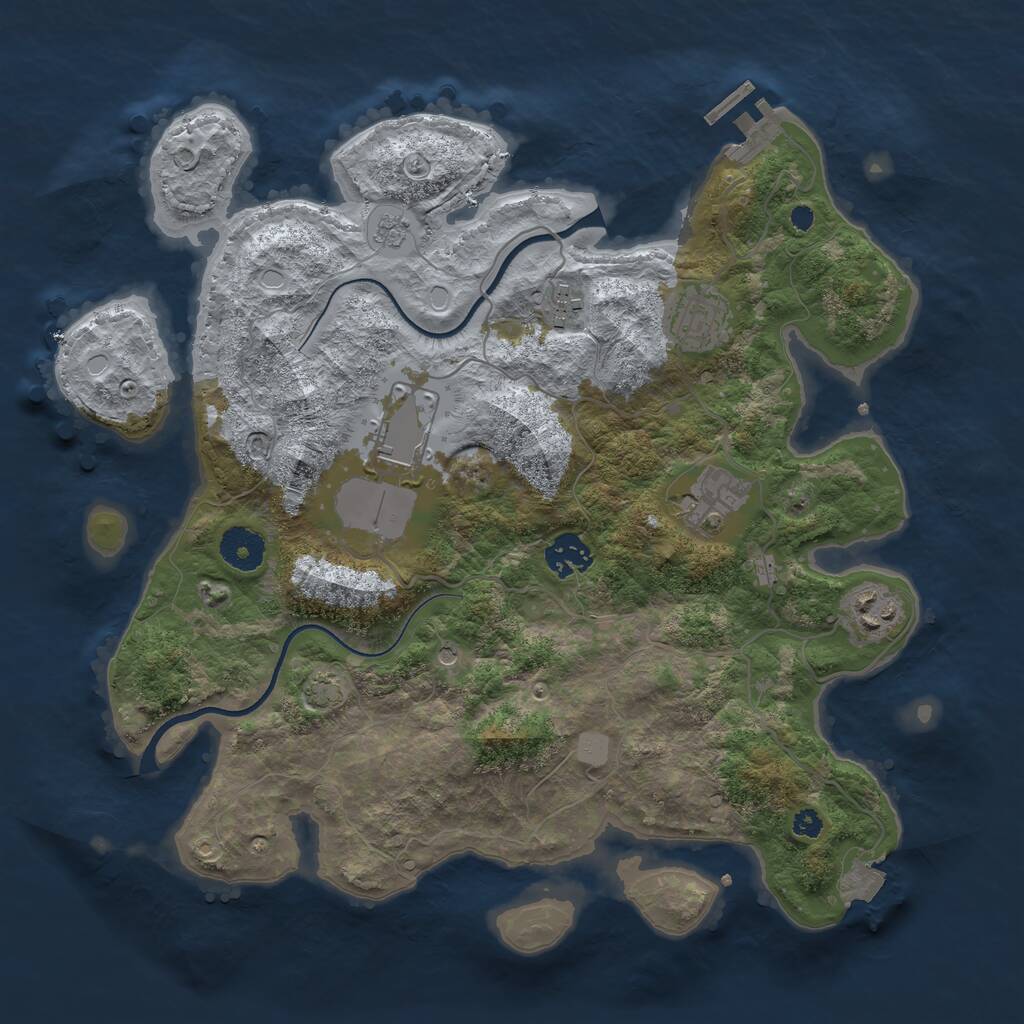 Rust Map: Procedural Map, Size: 3500, Seed: 46830559, 11 Monuments