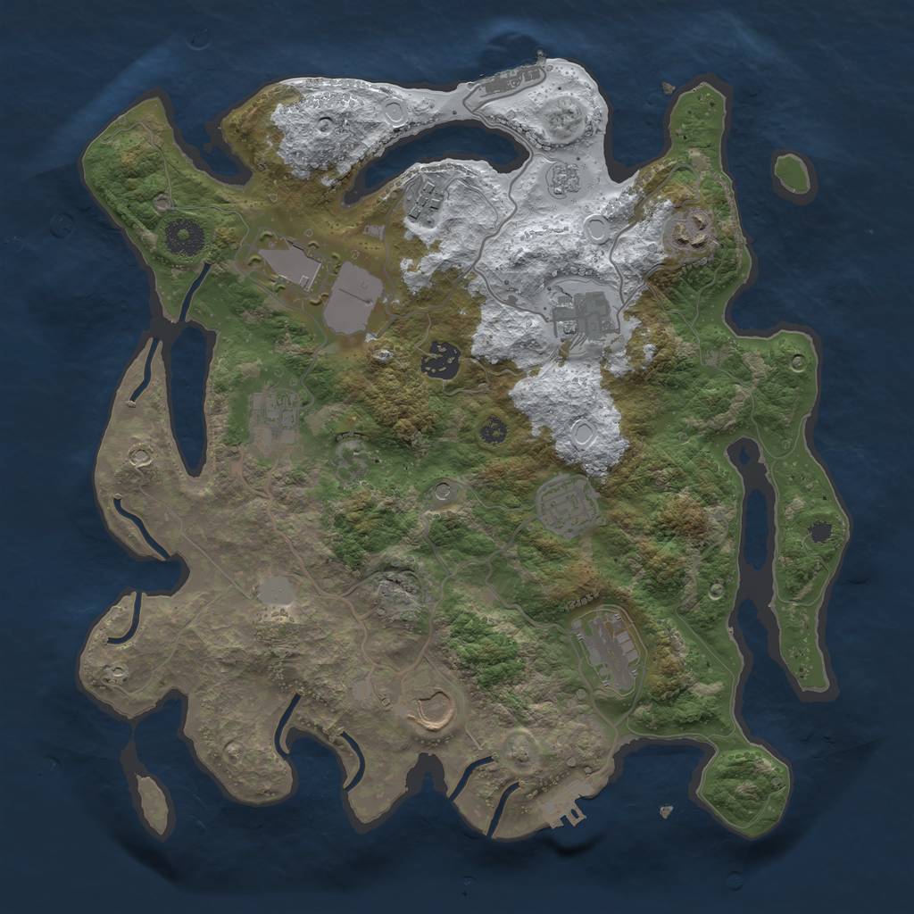 Rust Map: Procedural Map, Size: 3500, Seed: 1707854624, 18 Monuments