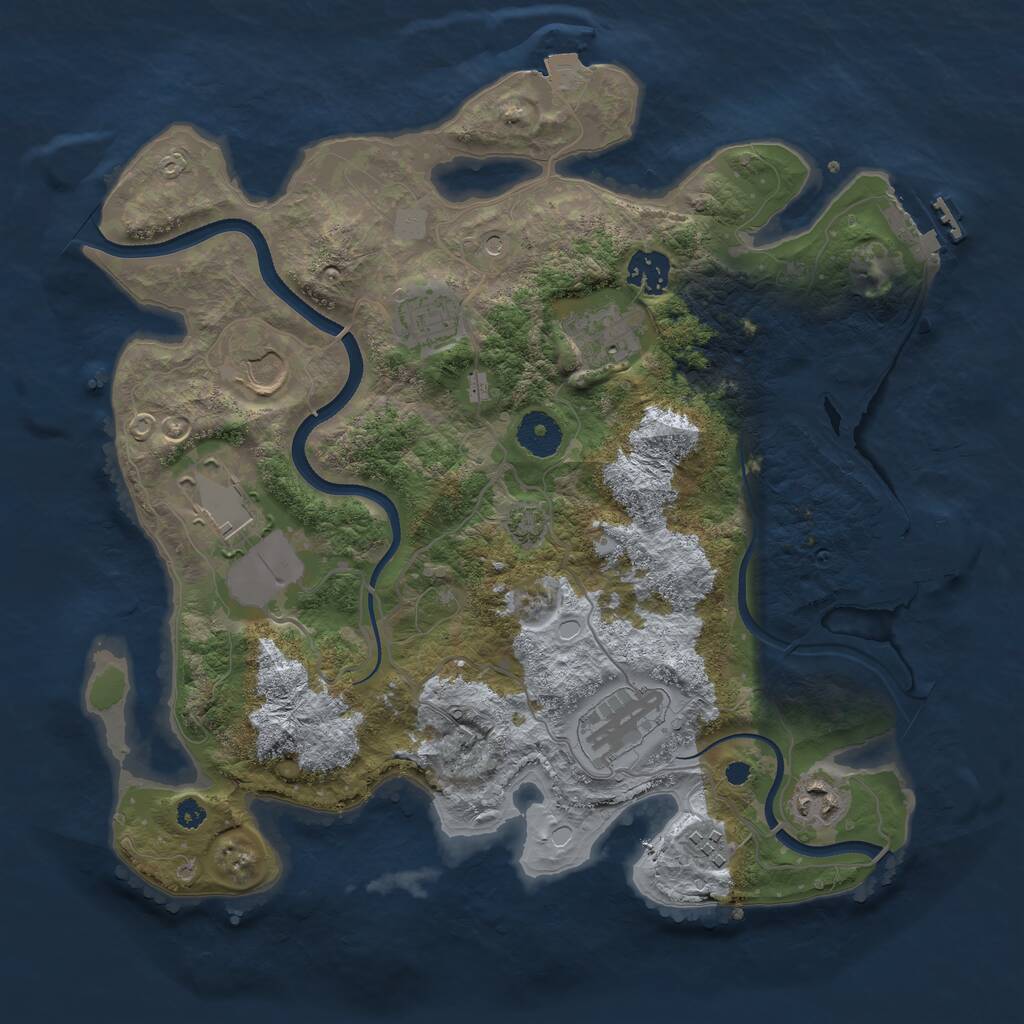 Rust Map: Procedural Map, Size: 3500, Seed: 300041, 13 Monuments