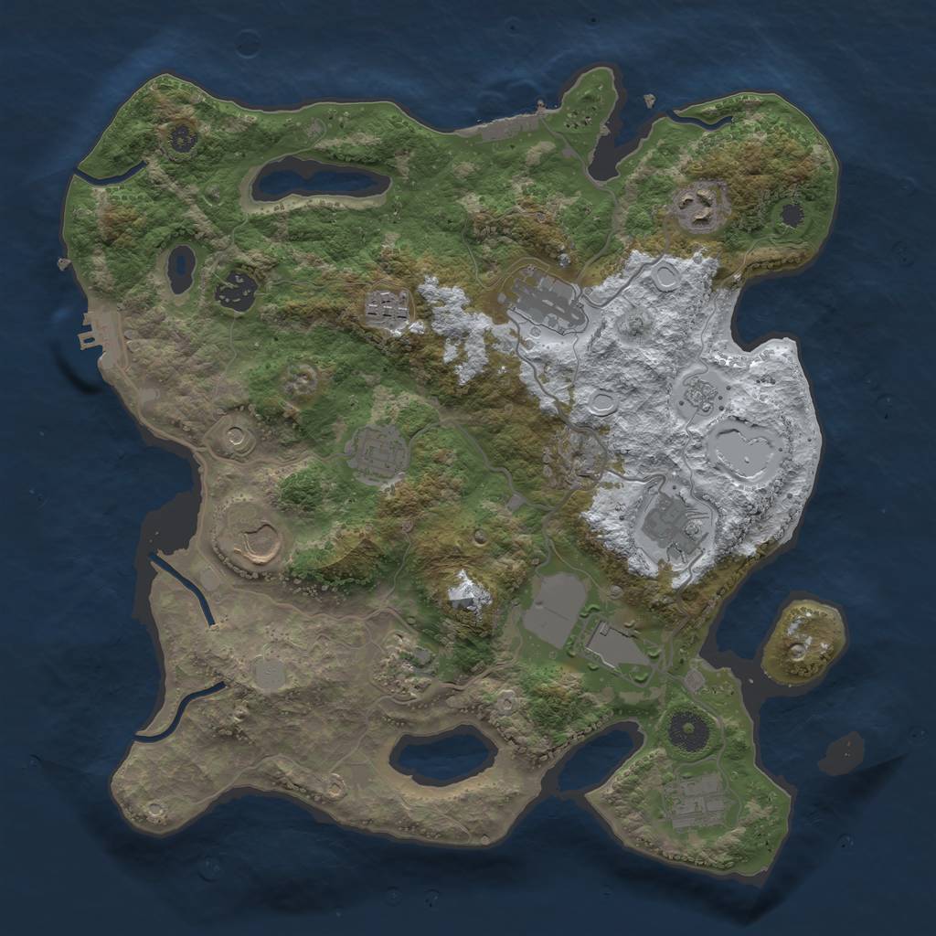 Rust Map: Procedural Map, Size: 3500, Seed: 1708742948, 19 Monuments