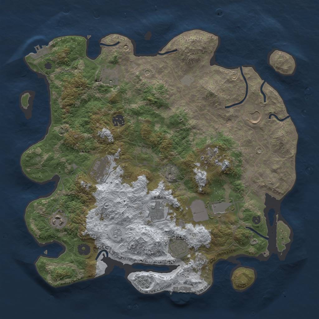 Rust Map: Procedural Map, Size: 3850, Seed: 158361285, 19 Monuments