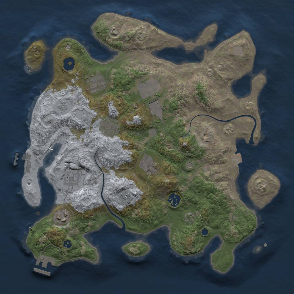 Rust Map: Procedural Map, Size: 3500, Seed: 2103828089, 14 Monuments