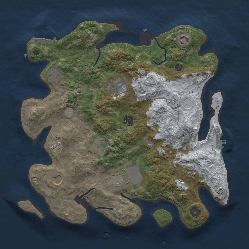Rust Map: Procedural Map, Size: 3500, Seed: 946463584, 18 Monuments