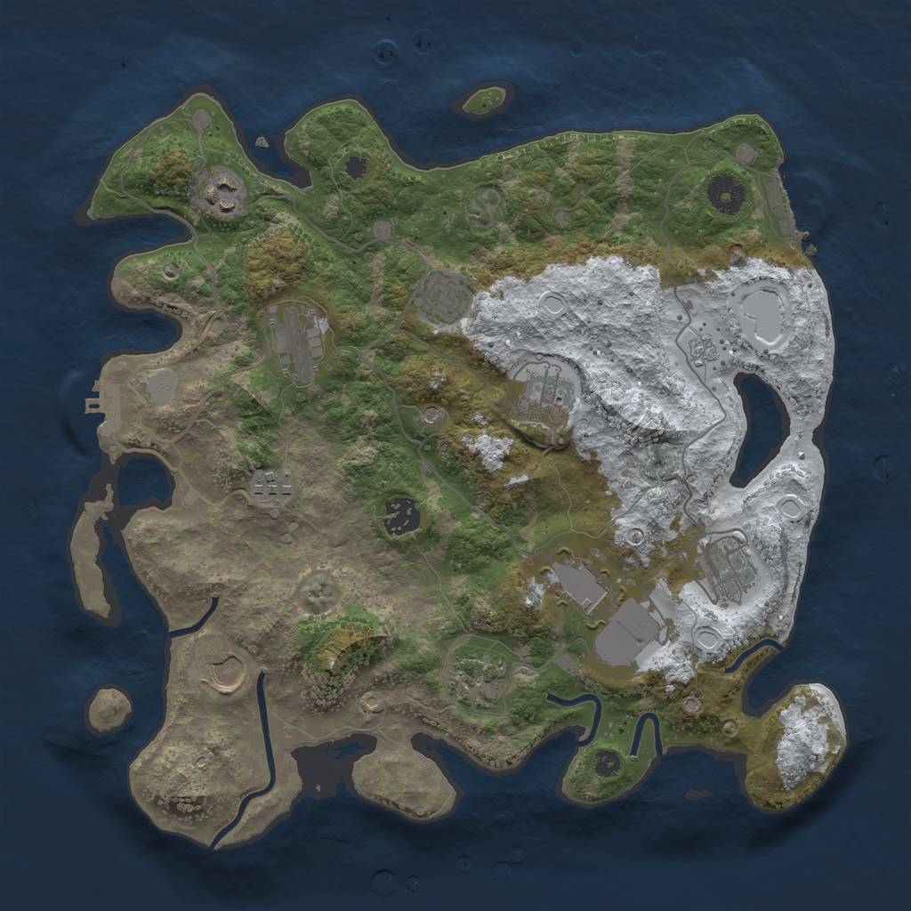 Rust Map: Procedural Map, Size: 3600, Seed: 747136829, 19 Monuments