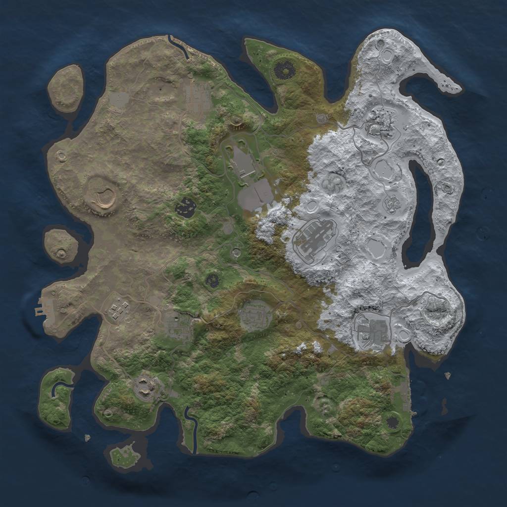 Rust Map: Procedural Map, Size: 3750, Seed: 113453061, 20 Monuments