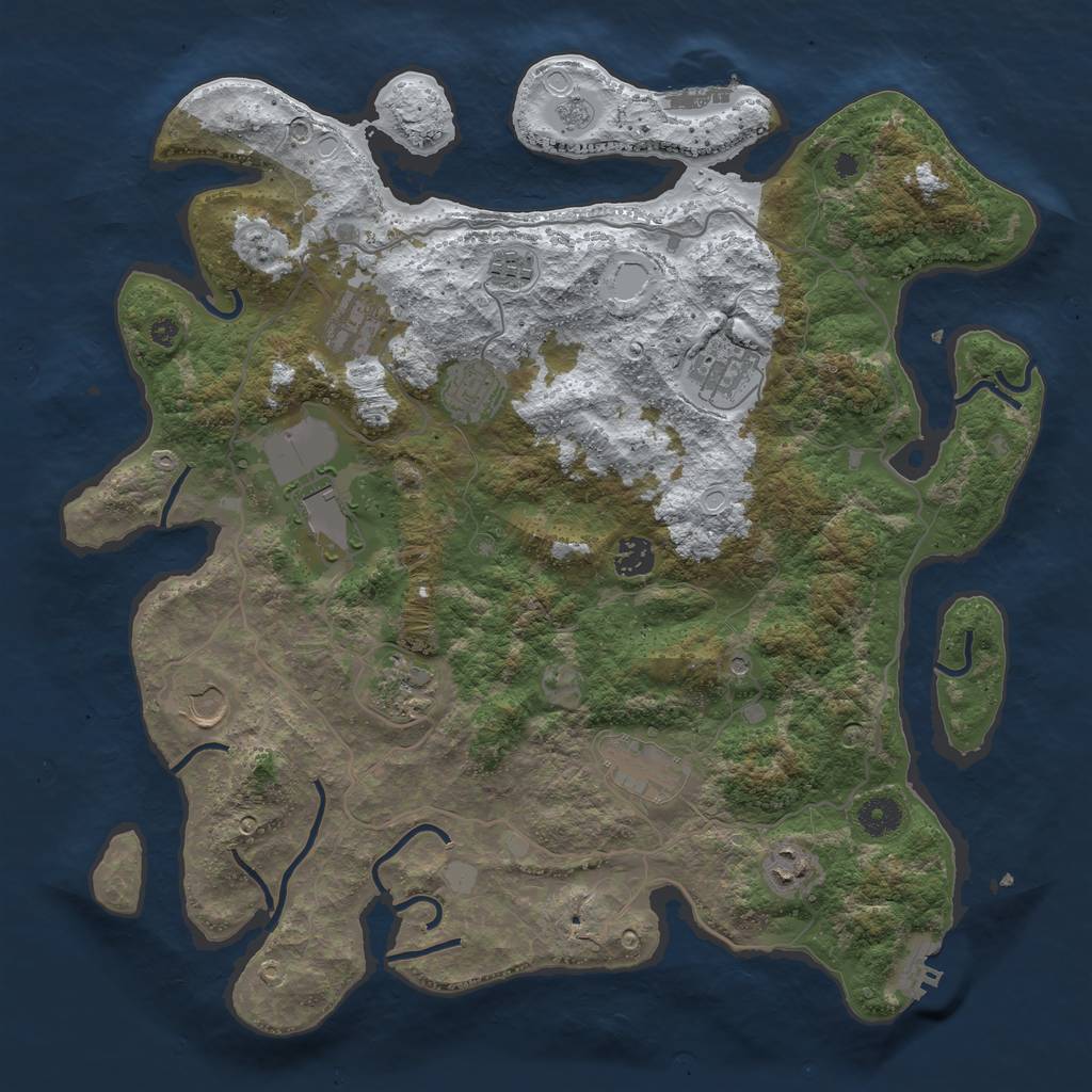 Rust Map: Procedural Map, Size: 4000, Seed: 408375, 19 Monuments