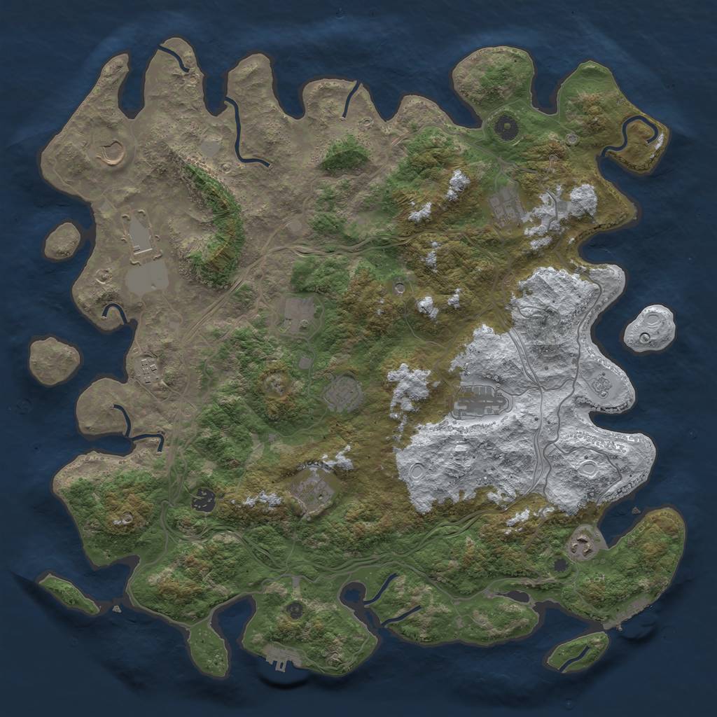 Rust Map: Procedural Map, Size: 4500, Seed: 631629147, 19 Monuments