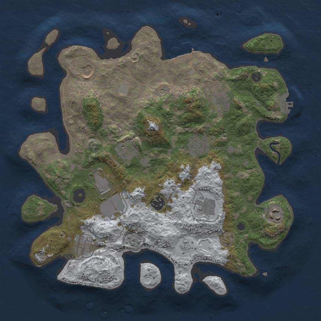 Rust Map: Procedural Map, Size: 3500, Seed: 1696738510, 19 Monuments