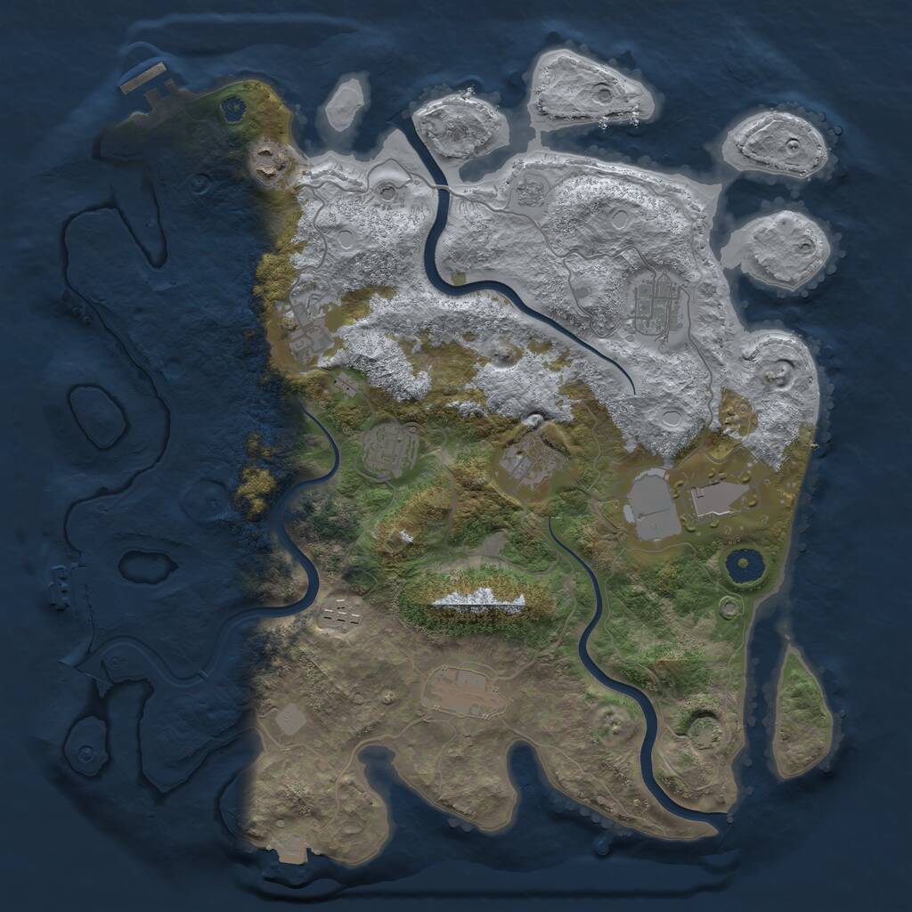 Rust Map: Procedural Map, Size: 3750, Seed: 783072060, 14 Monuments