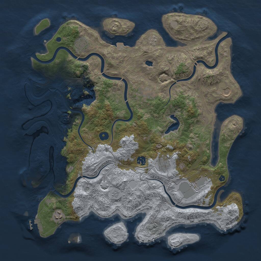 Rust Map: Procedural Map, Size: 4300, Seed: 77464, 14 Monuments