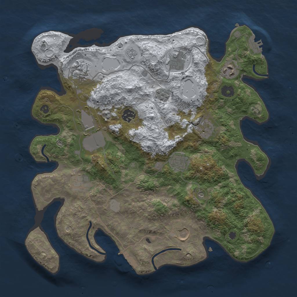 Rust Map: Procedural Map, Size: 3500, Seed: 2044955466, 19 Monuments