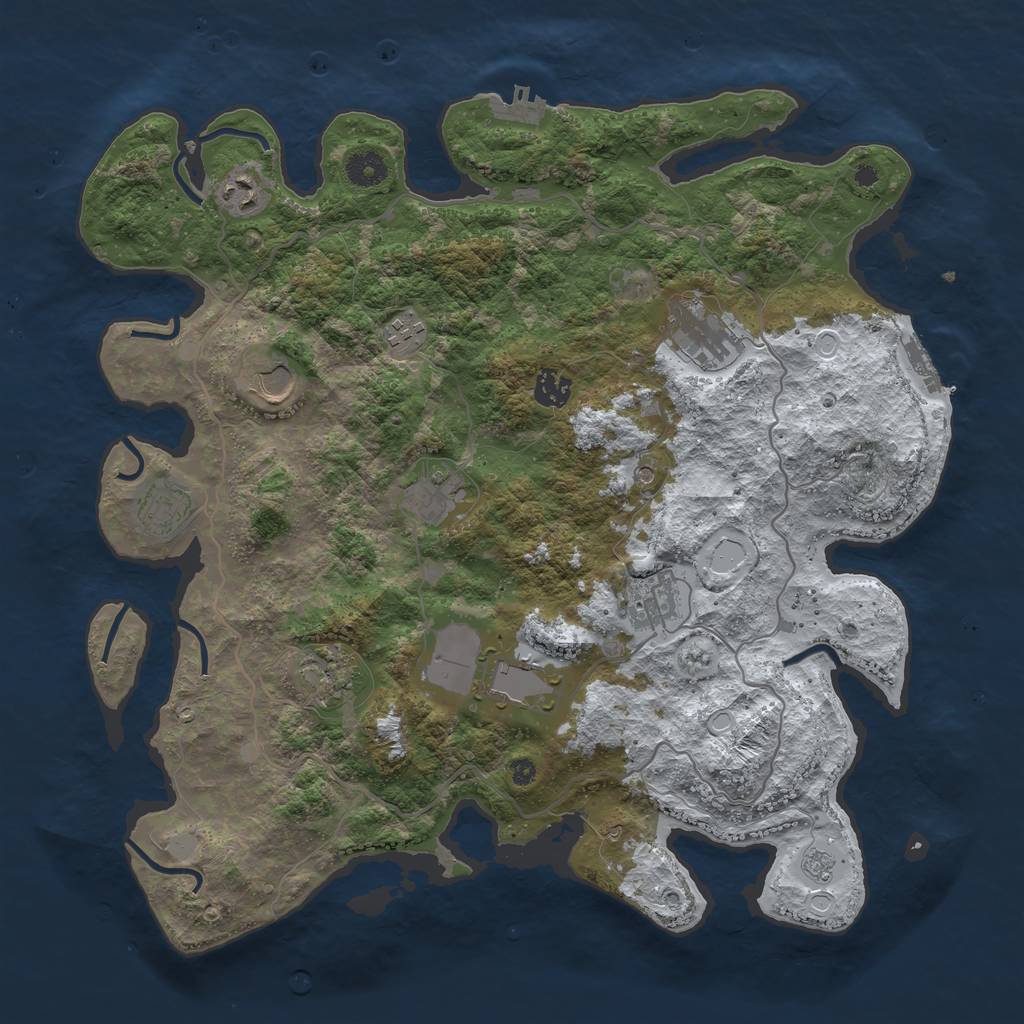 Rust Map: Procedural Map, Size: 4000, Seed: 49525, 19 Monuments